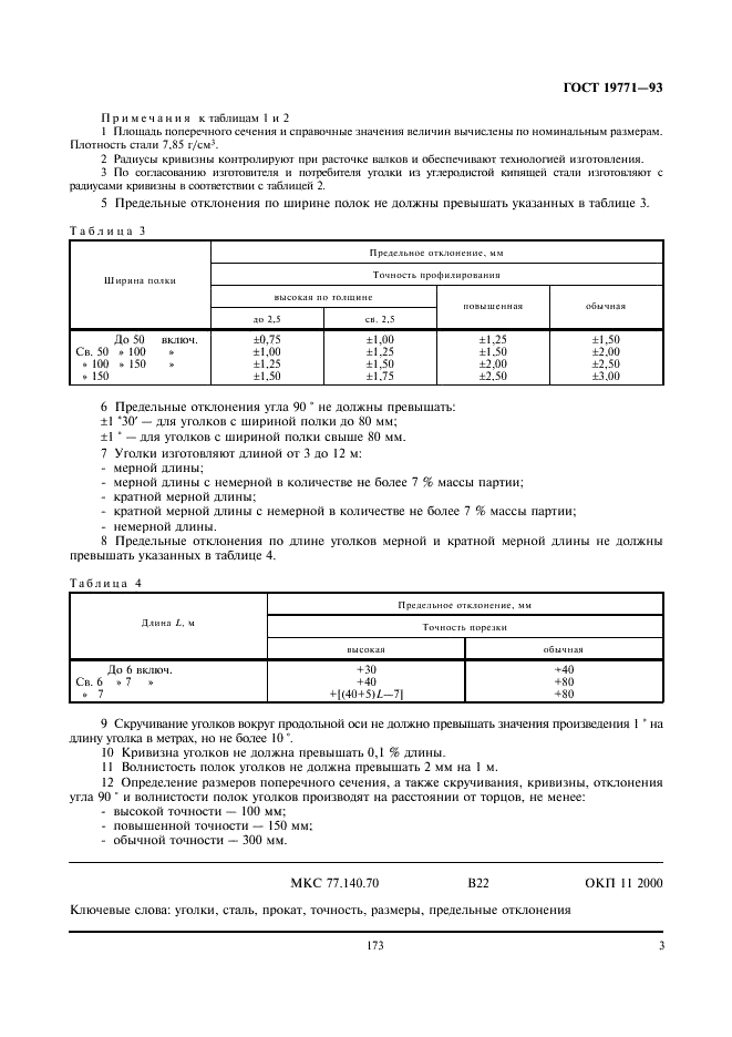Уголки стальные гнутые равнополочные. Сортамент ГОСТ 19771-93