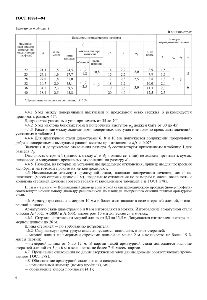 Сталь арматурная термомеханически упрочненная для железобетонных конструкций. Технические условия ГОСТ 10884-94